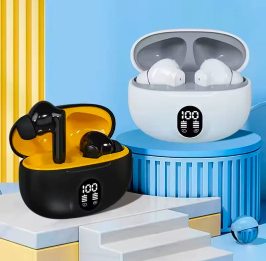 TWS Wireless Earbuds with LED Display – ENC Noise Cancellation, HiFi Stereo, Bluetooth 5.3 – Available in Black & White & Blue 🎧