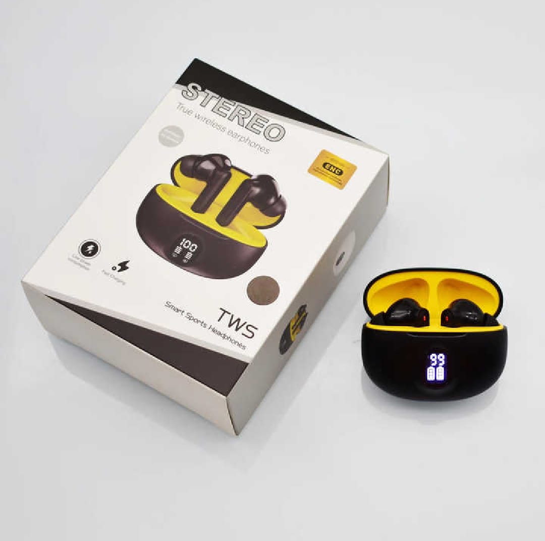 TWS Wireless Earbuds with LED Display – ENC Noise Cancellation, HiFi Stereo, Bluetooth 5.3 – Available in Black & White & Blue 🎧