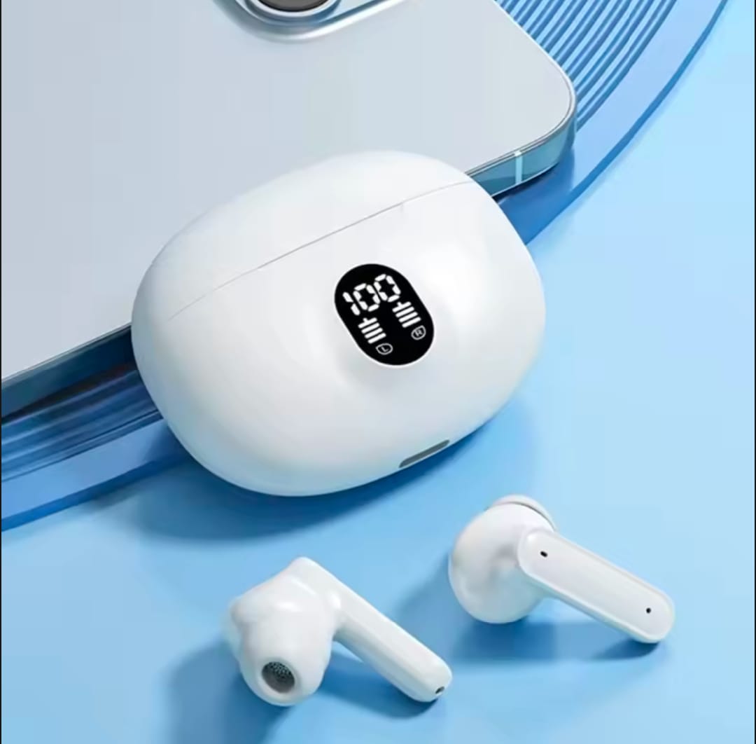 TWS Wireless Earbuds with LED Display – ENC Noise Cancellation, HiFi Stereo, Bluetooth 5.3 – Available in Black & White & Blue 🎧